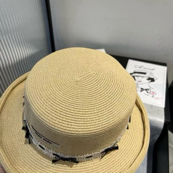 miu miu new flat top straw hat - Picture 7 of 8